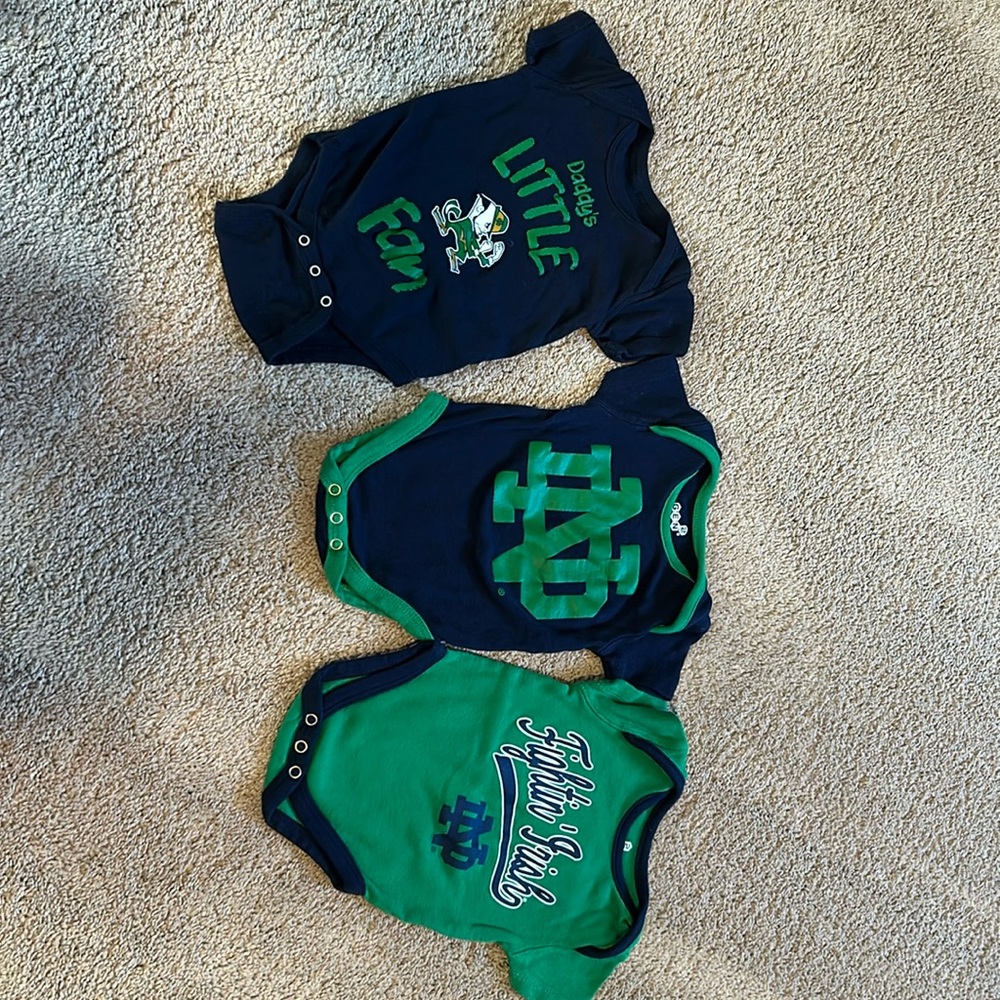 SOLD - 3 Notre Dame onesies